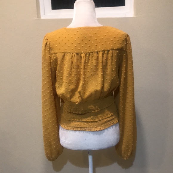 MINKPINK Smocked Long Puff Sleeve Crop Top Elastic Waist-& Square Tie Neck-L - Picture 3 of 11